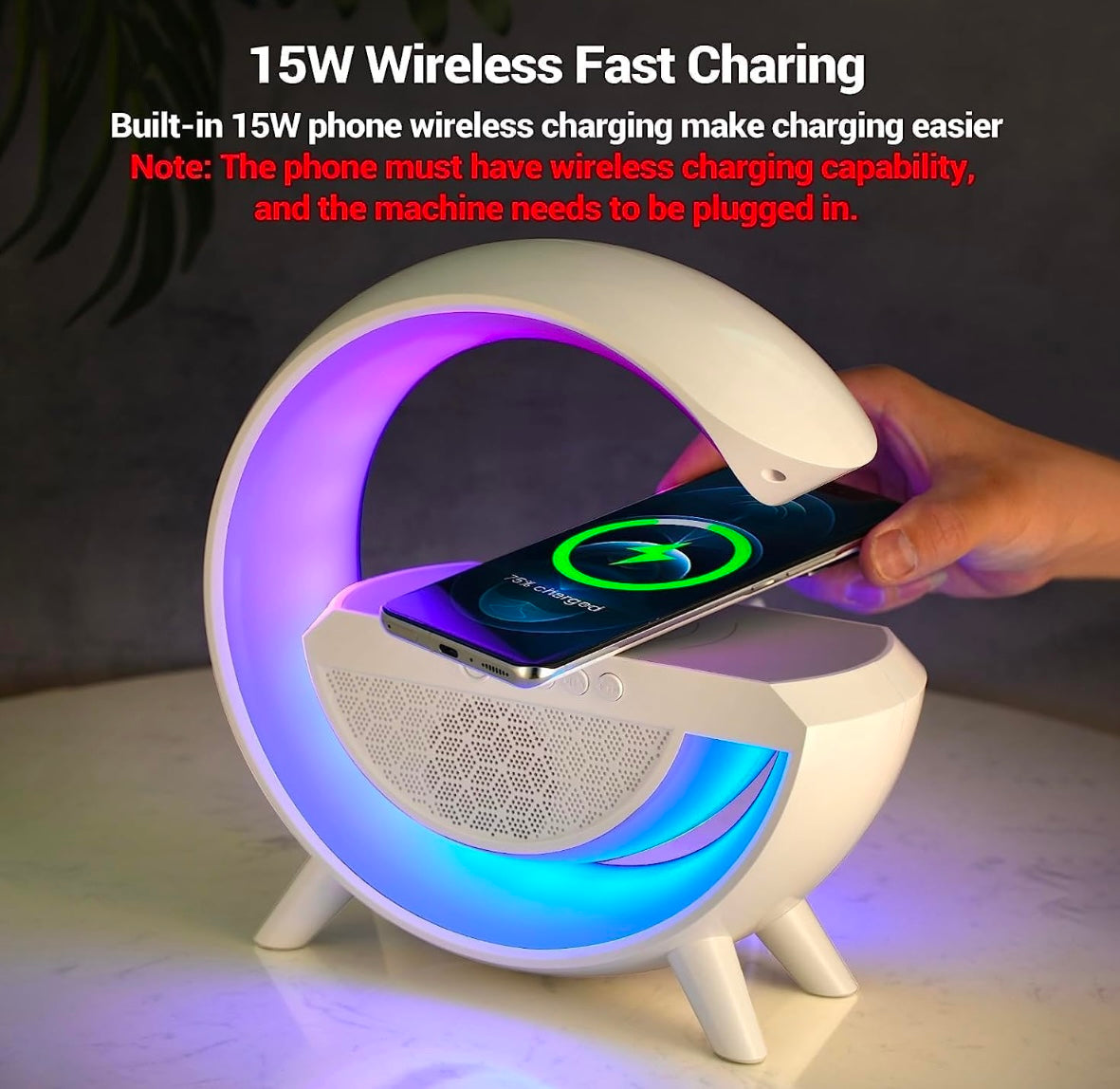 G -SHAPE LED Wirless Charging Speaker Lamp